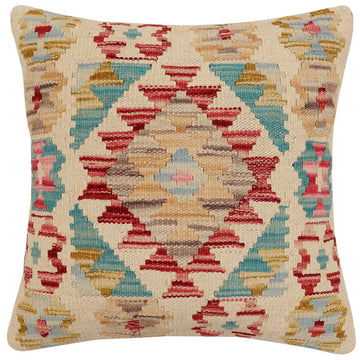 handmade Traditional Pillow Red Beige Hand-Woven SQUARE 100% WOOL Hand woven turkish pillow2' x 2'